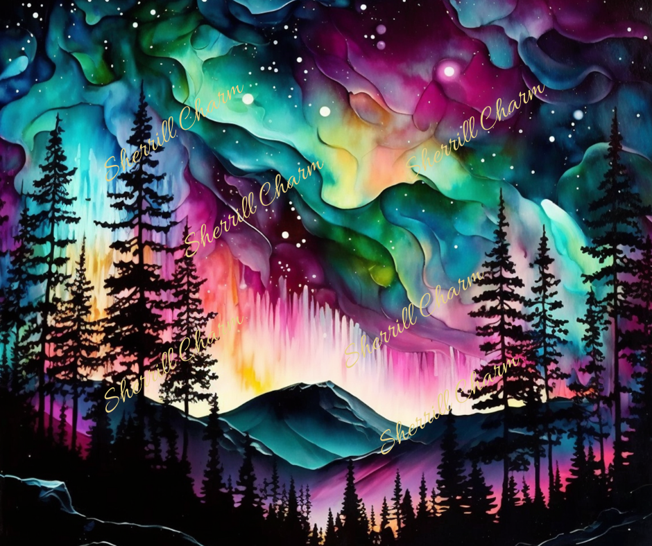 Watercolor Northern Lights