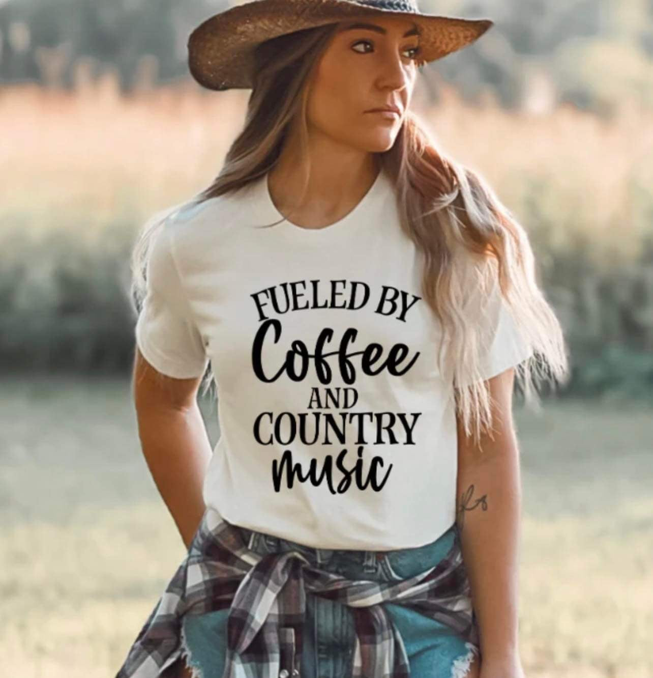 Field by coffee and country music