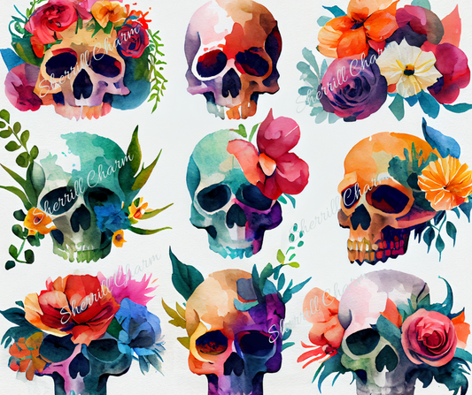 Watercolor Skulls
