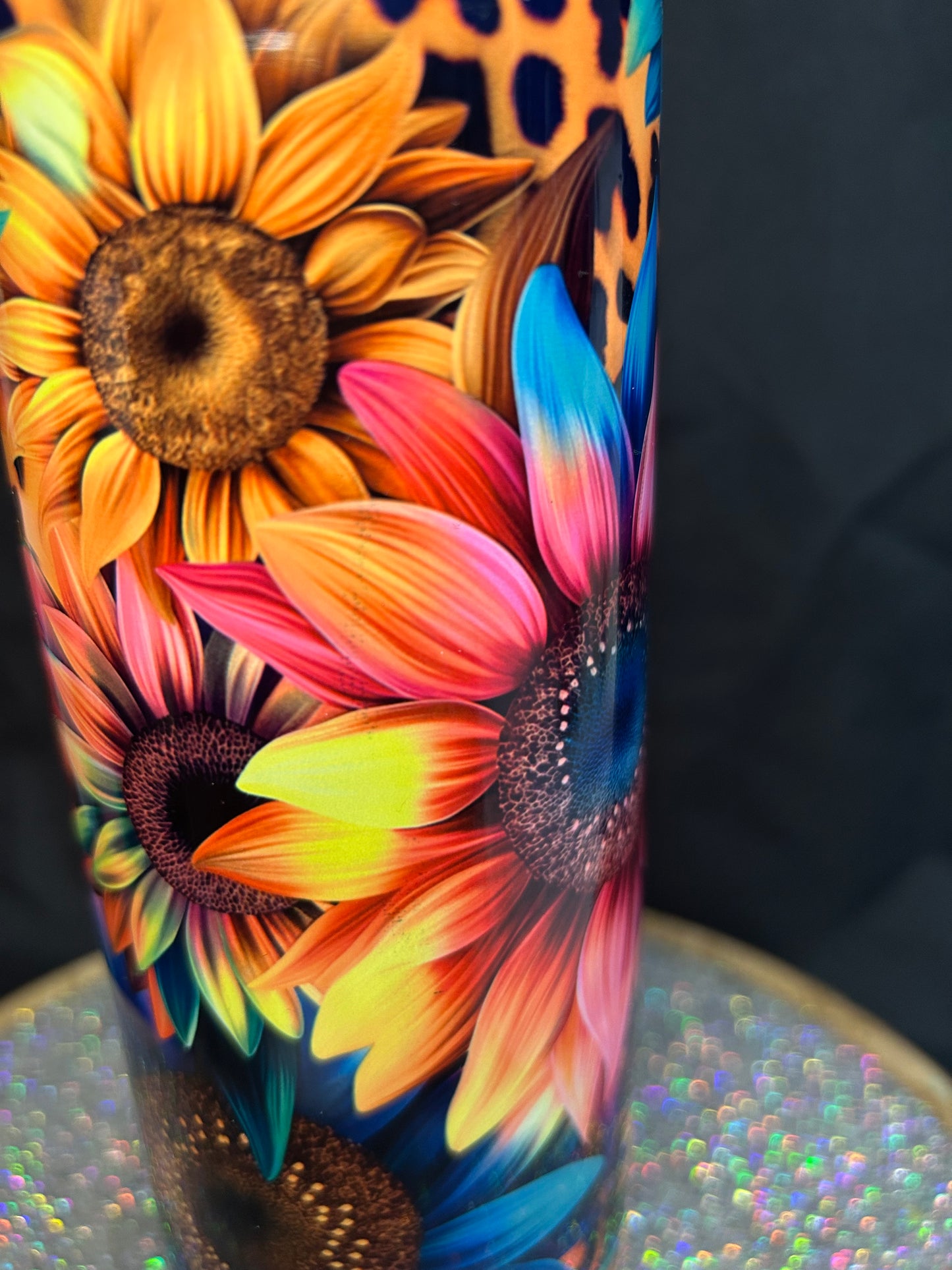 Colorful cheetah sunflower oopsie